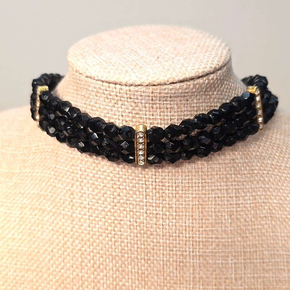1928 Jewelry Black Beaded Choker